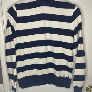 Navy and White Striped Men's Sweater